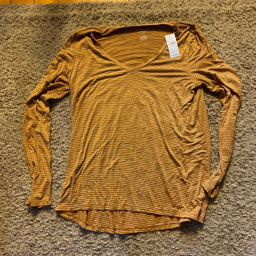 AEO Soft & Sexy Slub Long Sleeve V-Neck Tee